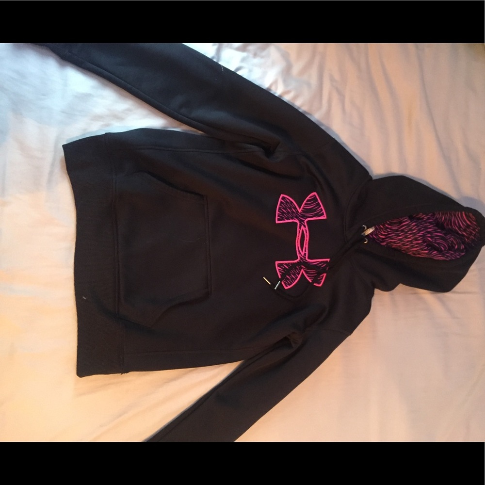 Black & pink custom under armour hoodie
